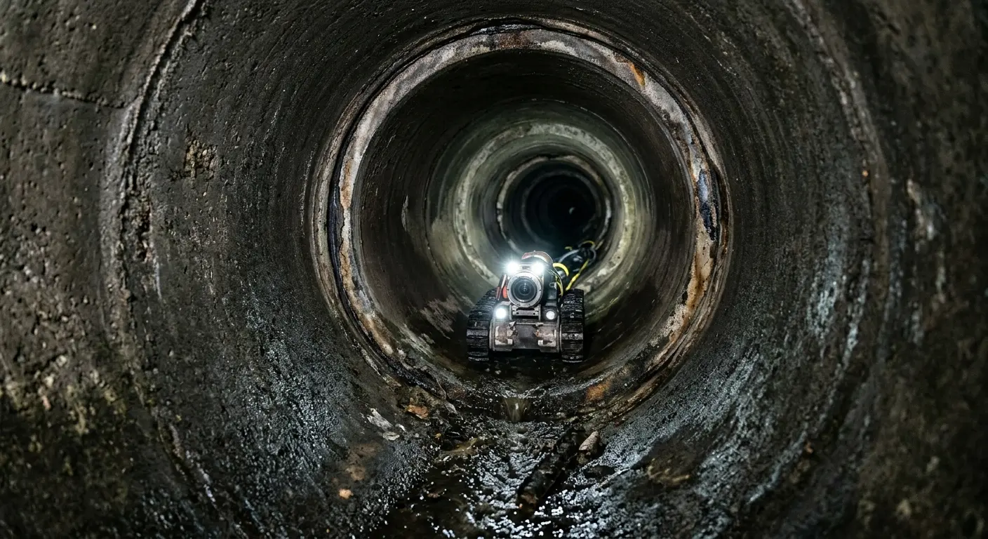 Robotic sewer camera inspecting pipe interior for Drain Snake Service in Tahlequah
